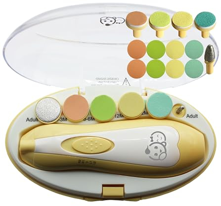 Royal Angels Baby-Nagelfeile 21 in 1, mit zusätzlichen 13 Ersatzwerkzeugen, Baby-Nagel, Baby-Nagelschneider, Zehen- und Nagelknipser für Neugeborene, Kleinkinder, Trimmen und Polieren (Gelb)