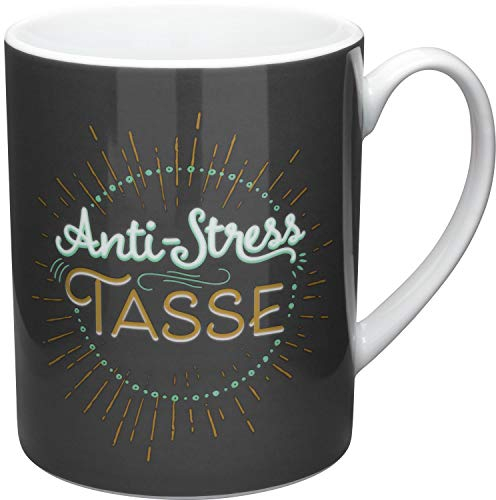 GRUSS & CO Tasse XL motif « Anti-Stress » | Grande tasse en porcelaine Jumbo 60 cl Tasse avec inscription en allemand | Cadeau, ami, petite amie | 47000
