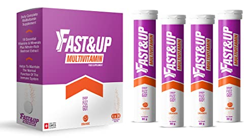 Fast&Up Multivitamin – Complete Multivitamin Supplement – All Day Energy – Saver Multipack - 80 Effervescent Tablets (4 X 20) - Supports Immune System – Orange Flavour