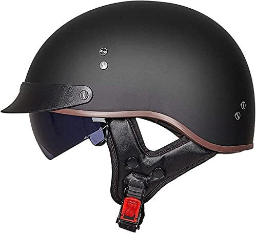 XRDSHY Halbhelm Motorradhelm Herren Damen Retro ECE Zertifizierung Motorrad Halbschale Mofa Helm Jethelm Halbschalenhelm Jet Helmet Motorcycl Chopper Scooter Helm Sturzhelm Mit Visier,B-(M/57-58CM)