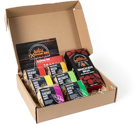 Exstream BBQ Wood Chip Selection Box - Apple, Cherry, Beech, Mesquite, Oak, Hickory