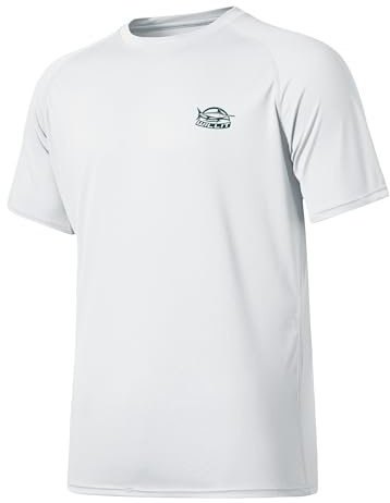 Willit Men's Rashguard Swim Shirt Short Sleeve UPF 50+ Sun Protection SPF Quick Dry Water Shirt White L