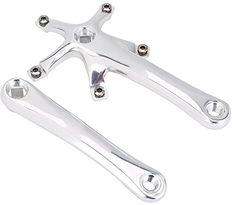 Estink Crankset, 170MM Aluminum Alloy Mountain Road Bike Crank Arms, Left and Right Repair Parts Set for Single and Two Piece Chainring, Silver