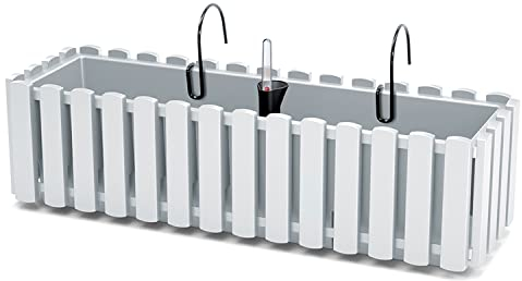 IMJ-Global Vaso per Fiori Piante Rettangolare Boardee Fancycase Decorativo In Plastica Alto 16 Cm Da Interno Esterno 58x18 Cm Bianco Design Moderno 17 Litri