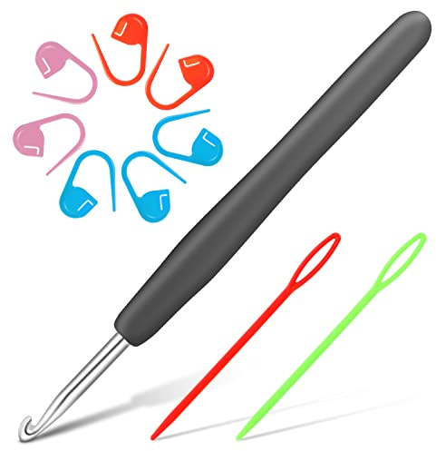 Cobee Ensemble de Crochets Ergonomiques - Poignées et Aiguille à Tricoter en Aluminium - Fournitures pour Débutants et Amateurs (6,0 mm)