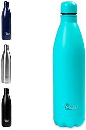 Borraccia Termica in acciaio inox da 1L - Otto Koning - Bottiglia termica isolata. Mantiene le bevande fredde per 24 ore e quelle calde per 12 ore. Bottiglia thermos a prova di perdite, senza BPA