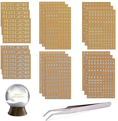 18 ark självhäftande bokstäver klistermärken små guld/silver, stora och små bokstäver klistermärken skrift klistermärken med pincett för scrapbook diy-hantverk ljus dop nattvardsgång bröllop 3 mm