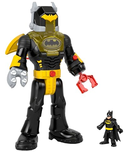 Imaginext DC Super Friends einsetzbarer Batman mit Exo-Anzug als ca. 30 cm großer Roboter mit Lichtern und Geräuschen, ab 3 Jahre, Schwarz, HYG31