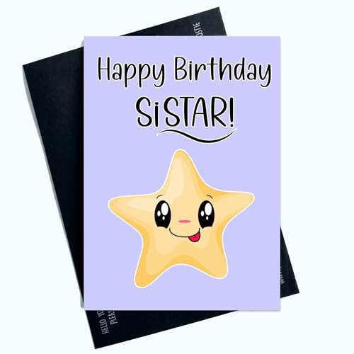 Peachy Antics - Biglietto di auguri di compleanno per la sorella con scritta Happy Birthday To My Sistar For Sister On Her Birthday To Her Family, colore viola, SP175