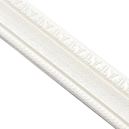 Jodimitty Bordüre Selbstklebend Weiß 2,3m x 8cm x 4,5mm Wasserdicht Wandbordüre TapetenBordüre Schöne Anti-Kollisions Fliesen Bordüre Border Trims für Ecken Linien Decken Dekoration