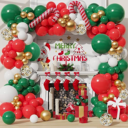 TOYTOPIE Arche Ballon Noel, Arche de Ballon Rouge Vert Kit Guirlande Décorations de Noël pour Décoration de fête de Noël Fournitures de fête du Nouvel
