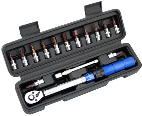 1/4 Inch Drive Torque Wrench,Bike Torque Wrench Set 2-24 Nm,15pcs Click Motorcycle Torque Wrench Set,Socket Wrench Set,Torque Screwdriver Set, Extension Bar, Socket Set for Car, Bicycle Repair