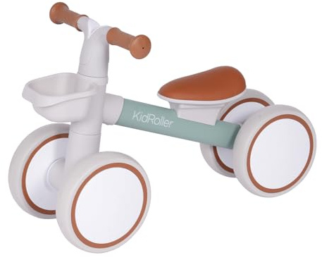 KidRoller Kid's Balance Bikes for 1 Year Old Boys and Girls, 12-36 Months Toddler Ride-on with Adjustable Seat and a Front Basket, First Birthday Gifts (Green)