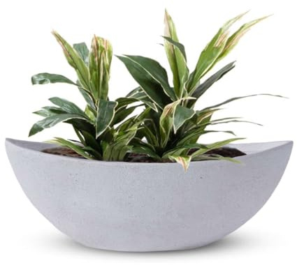 Olly & Rose La Rasa Bol en céramique 44 cm – Présentoir ou plantes – Grands bols pour plantes d'extérieur et d'intérieur – Jardinières blanches – Pots de fleurs