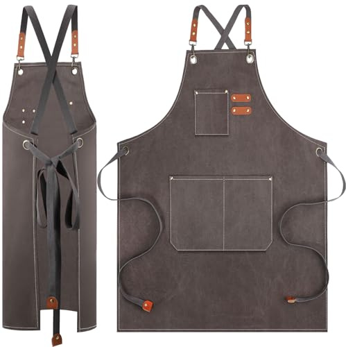 EXTRAPINS Canvas Schürzen, Arbeit Schürzen für Männer Damen, Grau