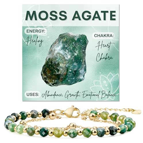 Farfume Moss Agate Crystal Bracelet Beaded Bracelets for Women 4mm Natural Stone Beads Gemstone Handmade Jewelry