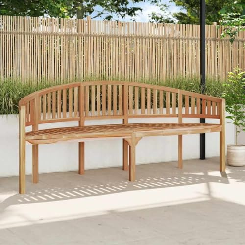 Qnhdfrt Panchina da giardino a forma di banana in legno massello teak, 200 cm, per esterni, terrazza, giardino, balcone, soggiorno, confortevole, robusta e resistente alle intemperie, con superficie