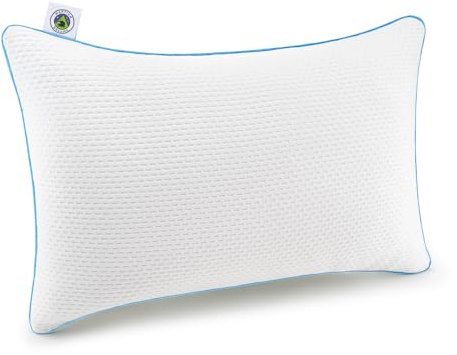 StarFirm Gel-Infused Memory Foam Pillow, Firm, Standard 50x75cm | Gel infused 50D shredded memory foam | Neck and shoulder support | Hypoallergenic | Machine washable cover