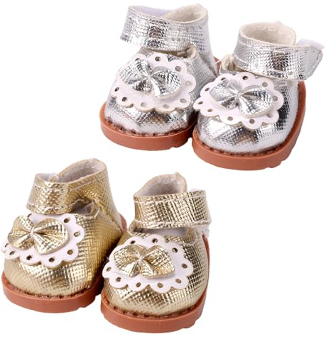 2 Paar Mini-Puppenschuhe für Puppen, 2 Stile 17 cm Mini-Puppenschuhe Modische Kawaii-Canvas-Sneaker für Spielzeug-Outfit-Zubehör