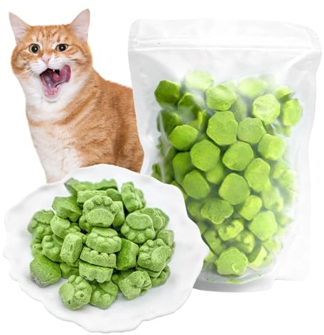PORFOYO Snack per erba di gatto, 100 g, essiccato in congelamento, bastoncini per erba di gatto, snack essiccati per gatti, erba di gatto, pronto per la cura dei denti, rimozione dei gomitoli