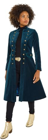 Joe Browns Women's Longline Military Moleskin Coat, Regular, Turquoise, UK 6