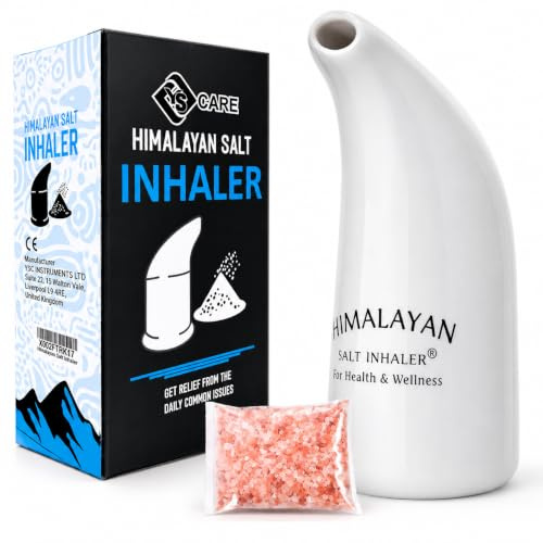 YSCARE Pinzas para Inhalador manual de sal del Himalaya de cerámica relleno con sal del Himalaya 100% pura, para una salud higiénica, incluye 100 g de sal sin sal. mujeres (rosa/morado) (Pack of 1)