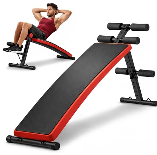 Adjustable Decline Ab Bench for Home Gym, Heavy-Duty Sit Up Bench with Extended Backrest, Multi-Angle Core Training & Decline Bench Press, Foldable Weight Bench Supports up to 440 lbs