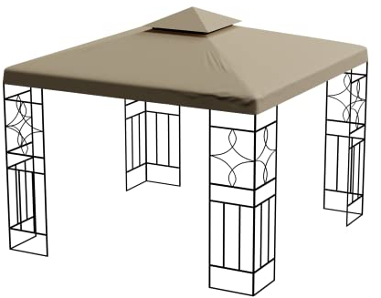 WASSERDICHTER Pavillon Romantika 3x3m Metall inkl. Dach Festzelt wasserfest Partyzelt (Taupe)