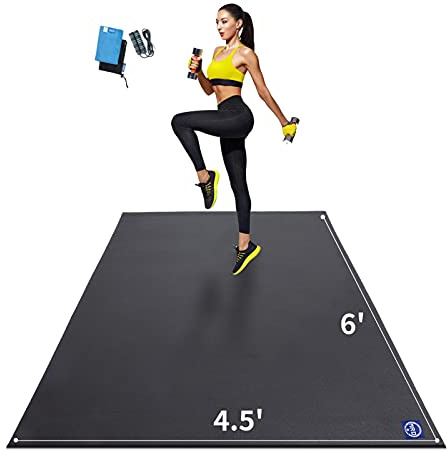 MRO Extra Large Exercise Mat For Home Gym, 8'x4.5'/7'x4.5'/6'x4.5'(7mm) Workout Mats for Gym Flooring, Non-Slip, Extra Thick Durable Cardio Mat, Ideal for Plyo, Weights, MMA, Jump Rope -Shoe Friendly