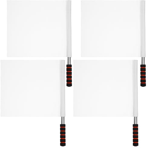 Sewroro 4pcs Sports Linesman Flags Referee Flag Flag Track and Field Events Flags with Stainless Steel Pole Stick (White)