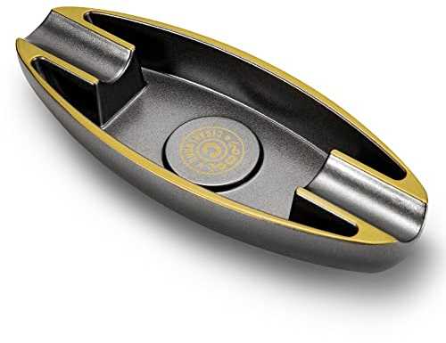 CIGARLOONG Cendrier à cigares en 2 fentes portable de voyage avec pour l'intérieur et l'extérieur (Noir)