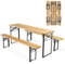 GIANTEX Bierzeltgarnitur 3 teilig klappbar Festzeltgarnitur 2 x Bierbänke 1 x Biertisch Picknicktisch 177x46x75 cm Campingtisch Stehtisch Sitzgarnitur Massivholz Metallrahmen Biergarten 300 kg