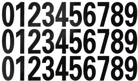 YIKIADA 3 Set Mailbox Number Vinyl Sticker 4 Inch Self-Adhesive Reflective Decal Waterproof Door Signs Wheelie Bins Address Numbers 0-9 for Home Gate Outdoor Black