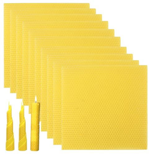 Marstey 30 Pcs Beeswax Sheets for Candle Making, 100% Natural Organic Bees Wax Rolling Sheets for DIY Candle Making Kits (35 x 15 cm)