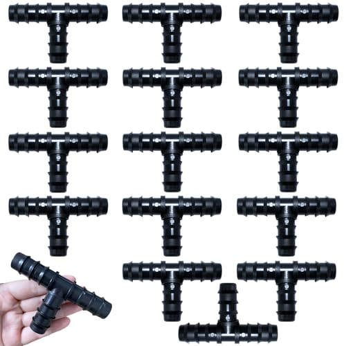 RYXZEN 16 Pezzi Raccordi per Tubi irrigazione 20mm Connettore a T Connettore Goccia a Goccia Adattatore per Tubo da Giardino Connettori Plastica per Tubi Flessibili 3/4 Pollice Sistema di Irrigazione