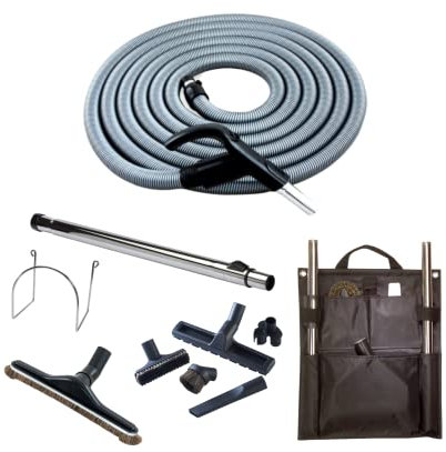 crossvac Set di tubi On/Off per aspirapolvere centrale con tubo di aspirazione e accessori, adatto per molte marche e produttori (10,7 m Ergo)