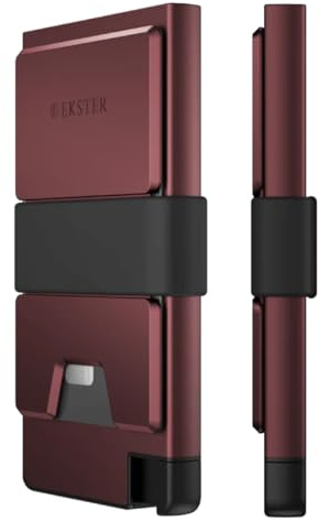 Ekster Cardholder Pro All-Metal Wallet for Men | Metal Wallets with RFID Blocking Layer | Slim & Minimalist Aluminum Wallet with Push Button for Quick Card Access, Desert Red