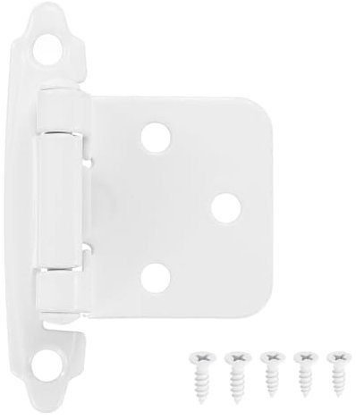 sourcing map 1/2 Inch Overlay Cabinet Hinges, 6 Pcs Self Closing Flush Mount Cabinet Door Hinges with Door Bumper for Kitchen Bathroom Cabinet Doors Furniture, White