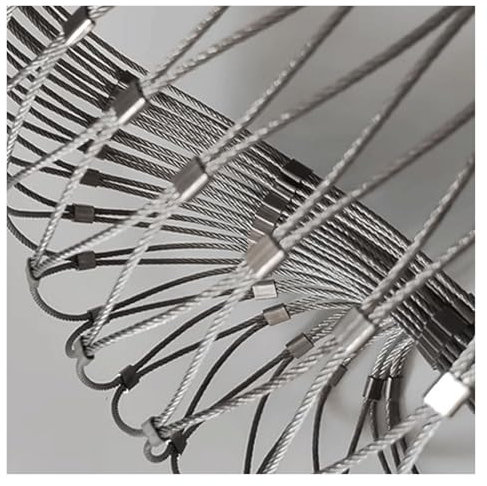 VXHCS 304 Edelstahl-Seilnetz, Multifunktionales Metallgeflecht, 10cm/2mm Pflanzenkletternetz, Geländer-Treppensicherheitsnetz (0.6x2m)