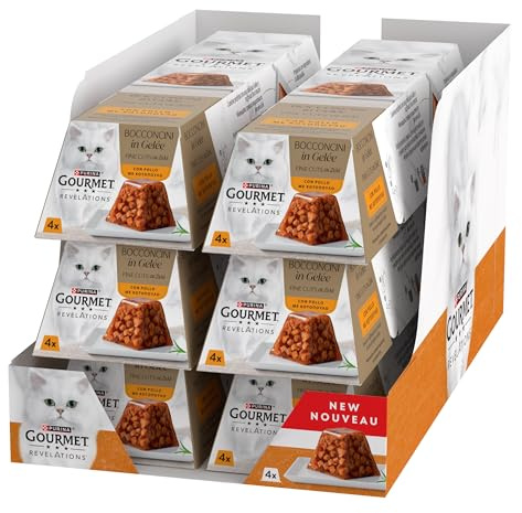 Gourmet Revelations Aliments Humides pour Chats Adultes Morceaux en Gelée au Poulet 24 Boîtes de 57 g