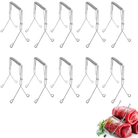 10 fermagli per involtini in acciaio inox, riutilizzabili, morsetti per tapparelle in acciaio inox, clip per involtini di cavolo, mollette come alternativa perfetta agli aghi per involtini o spiedini