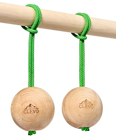 CLEVO - Palle da arrampicata Hangball per l'allenamento della forza di presa - accessori per il bouldering e attrezzature per l'allenamento - palle di legno per la forza delle dita - palle da presa