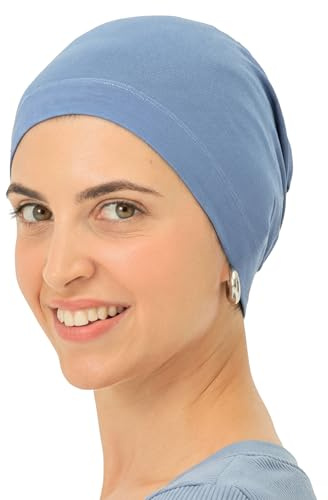 Deresina - Cappello da chemioterapia in bambù da donna, ultra morbido, per la perdita dei capelli, berretto elegante e fodera per foulard aderente, Carolina in tinta unita (senza perline), Taglia