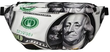 Banknote Patterns Sac banane pour homme et femme résistant à l'eau avec sangle réglable (80 à 150 cm), sac banane à bandoulière de grande capacité