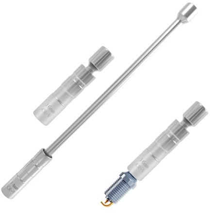 2 Pieza Llave de Bujía, Vaso de Bujía Magnético, Herramienta Bujía de Reparación Automotriz 14 mm 16mm, 12 Puntos, Giratorio 360 Grados, Acabado En Cromo, para Coches Y Reparación de Automóviles