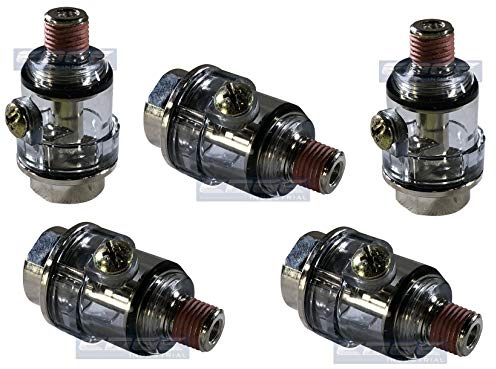 EDGE-THB (5 Pack) 1/4 Inch Mini in-Line Oiler Lubricator for Air Compressor Pipe Tubing Pneumatic Tools
