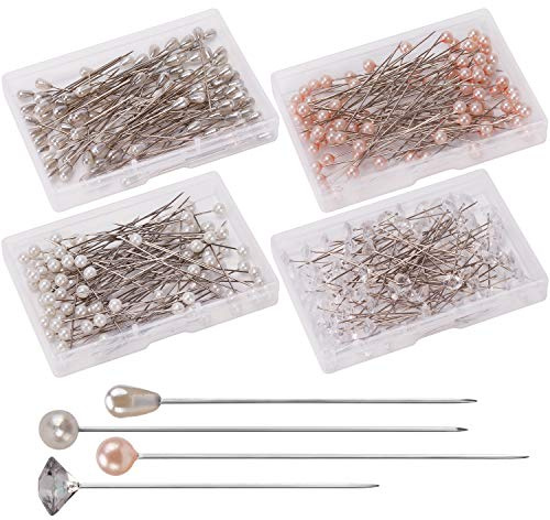 AIEX 320 spilli con testa di perle in 4 stili con testa di cristallo, spille a testa dritta per banchetti, matrimoni, feste, anniversari, decorazioni