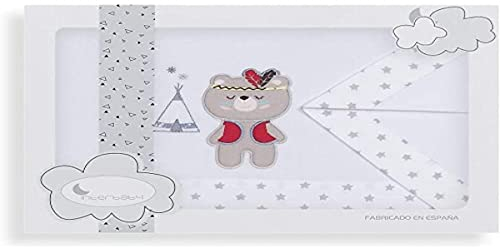 Interbaby 03197-18 - Sábanas cuna TIPI OSO blanco y gris, unisex