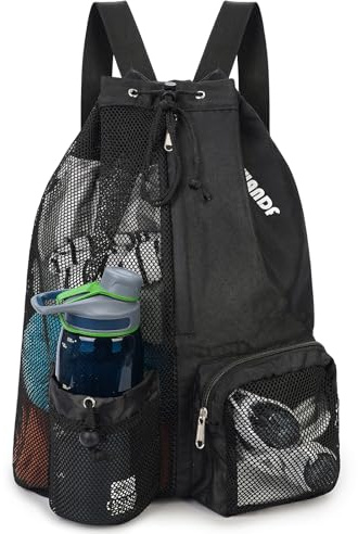WANDF Swim Bag Mesh Drawstring Backpack with Wet Pocket for Swimming, Gym, and Workout Gear