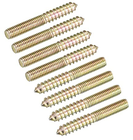 uxcell M8x60mm Hanger Bolts, 8pcs Double Ended Thread Dowel Screws for Wood Furniture